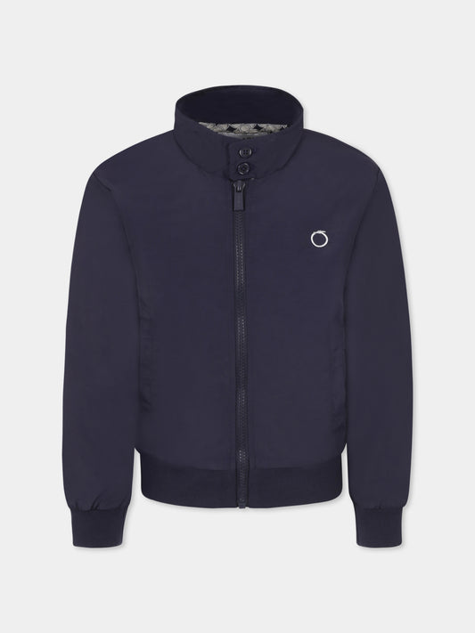 Giubbotto blu per bambino con logo,Trussardi Junior,TBP25088GB BLUE NAVY