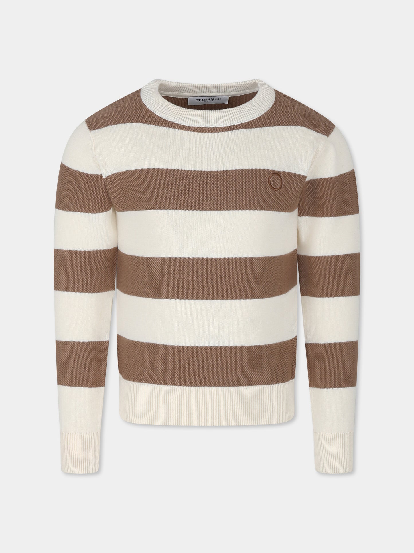Maglione avorio per bambino con logo,Trussardi Junior,TBP25090MA BUTTER