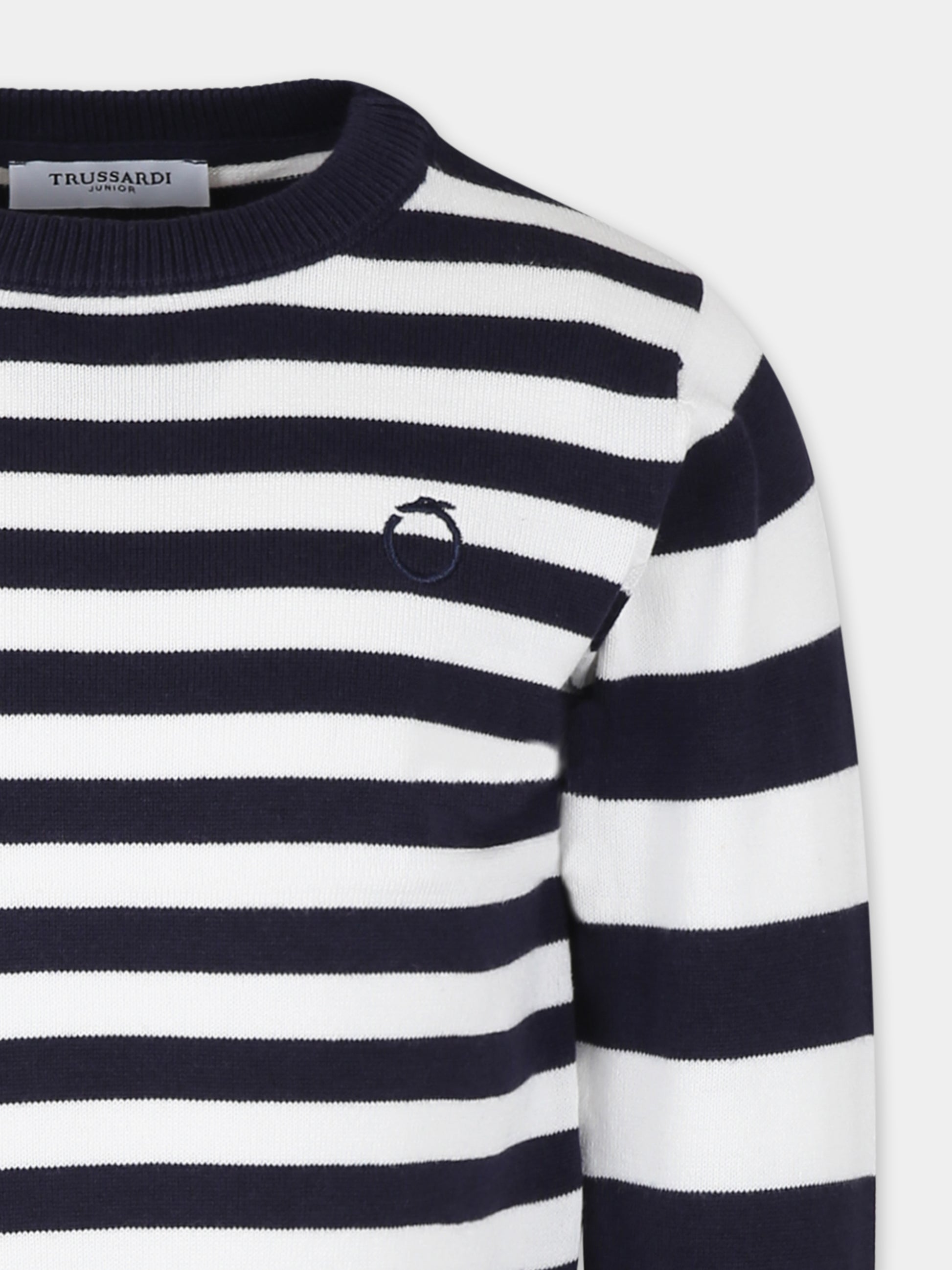 Maglione bianco per bambino con logo,Trussardi Junior,TBP25109MA WHITE