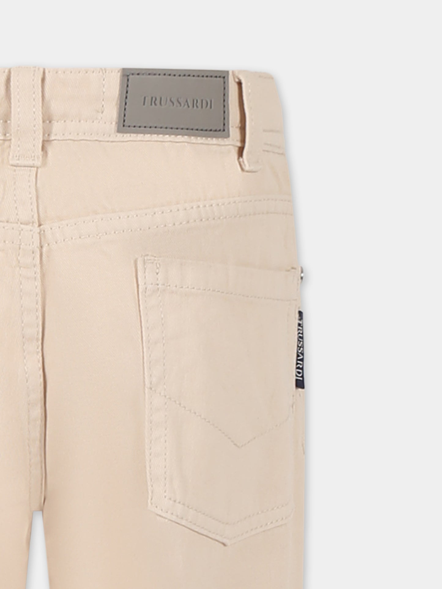 Pantaloni beige per bambino con logo,Trussardi Junior,TBP25134PA BEIGE LIGHT