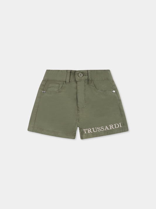 Shorts verdi per neonato con logo,Trussardi Junior,TIP25041BE GREEN ALOE