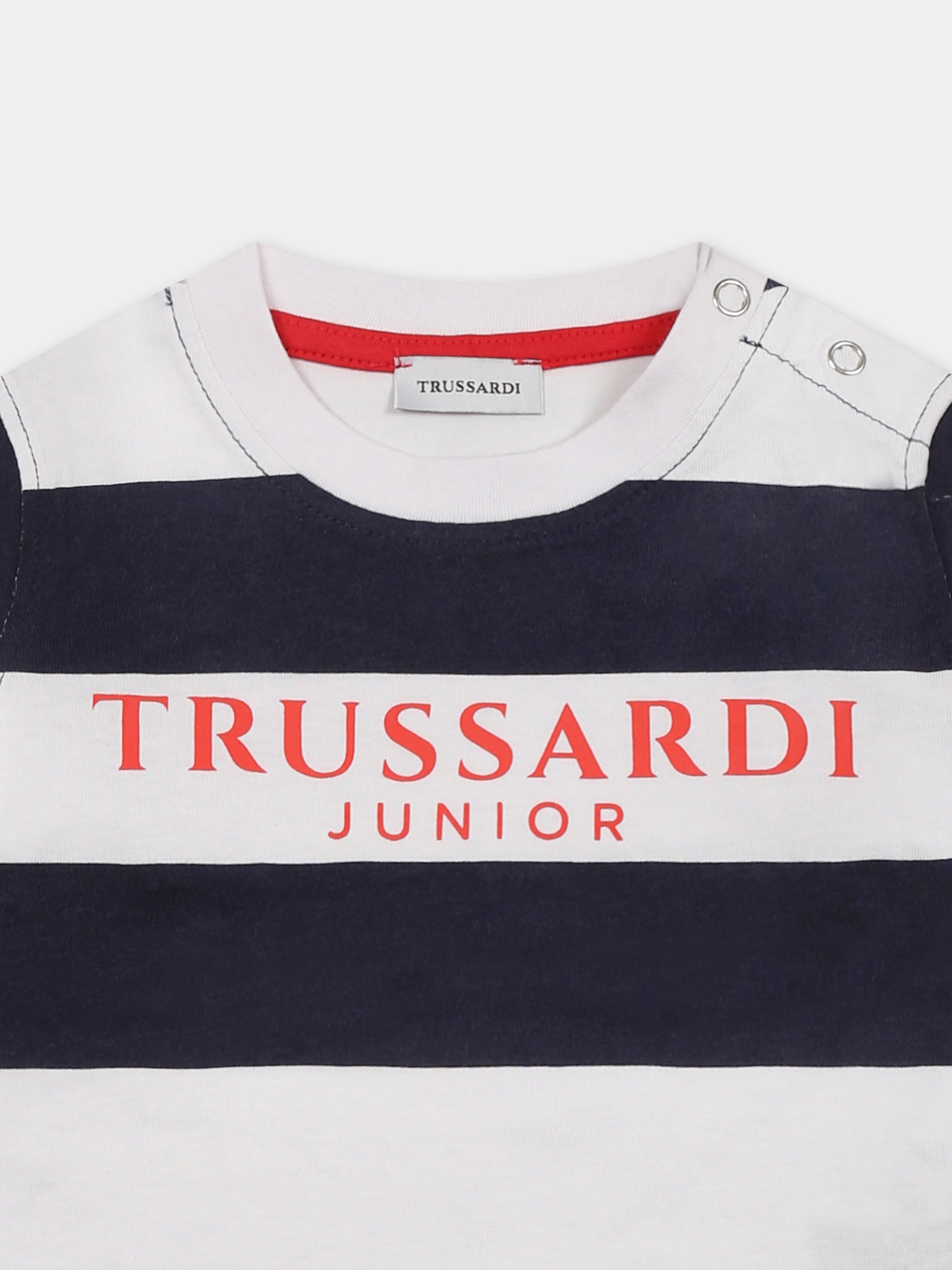 T-shirt bianca per neonato con logo,Trussardi Junior,TIP25056TS WHITE