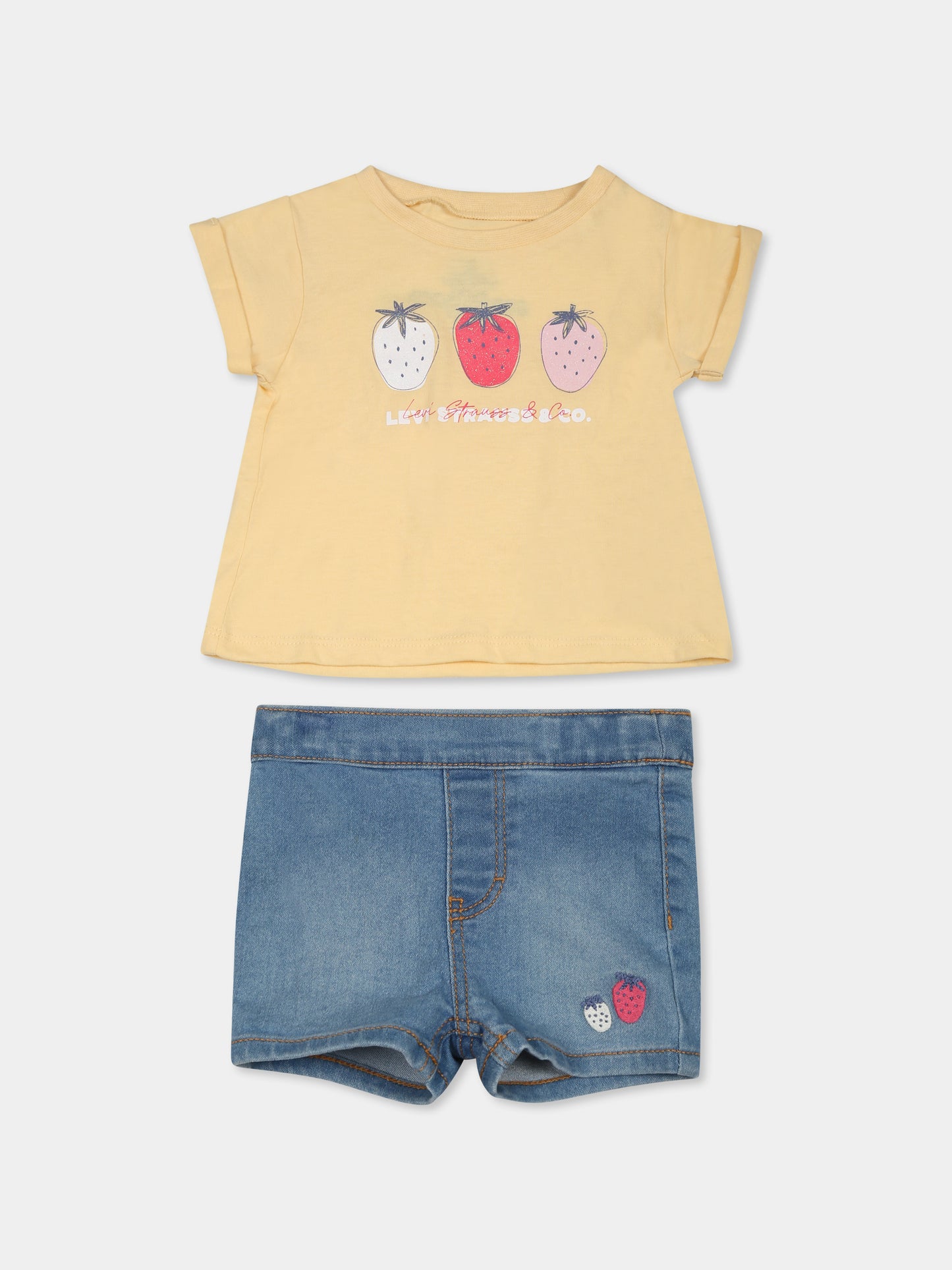 Completo giallo per neonata con fragole,Levi's Kids,1EK061 Y04