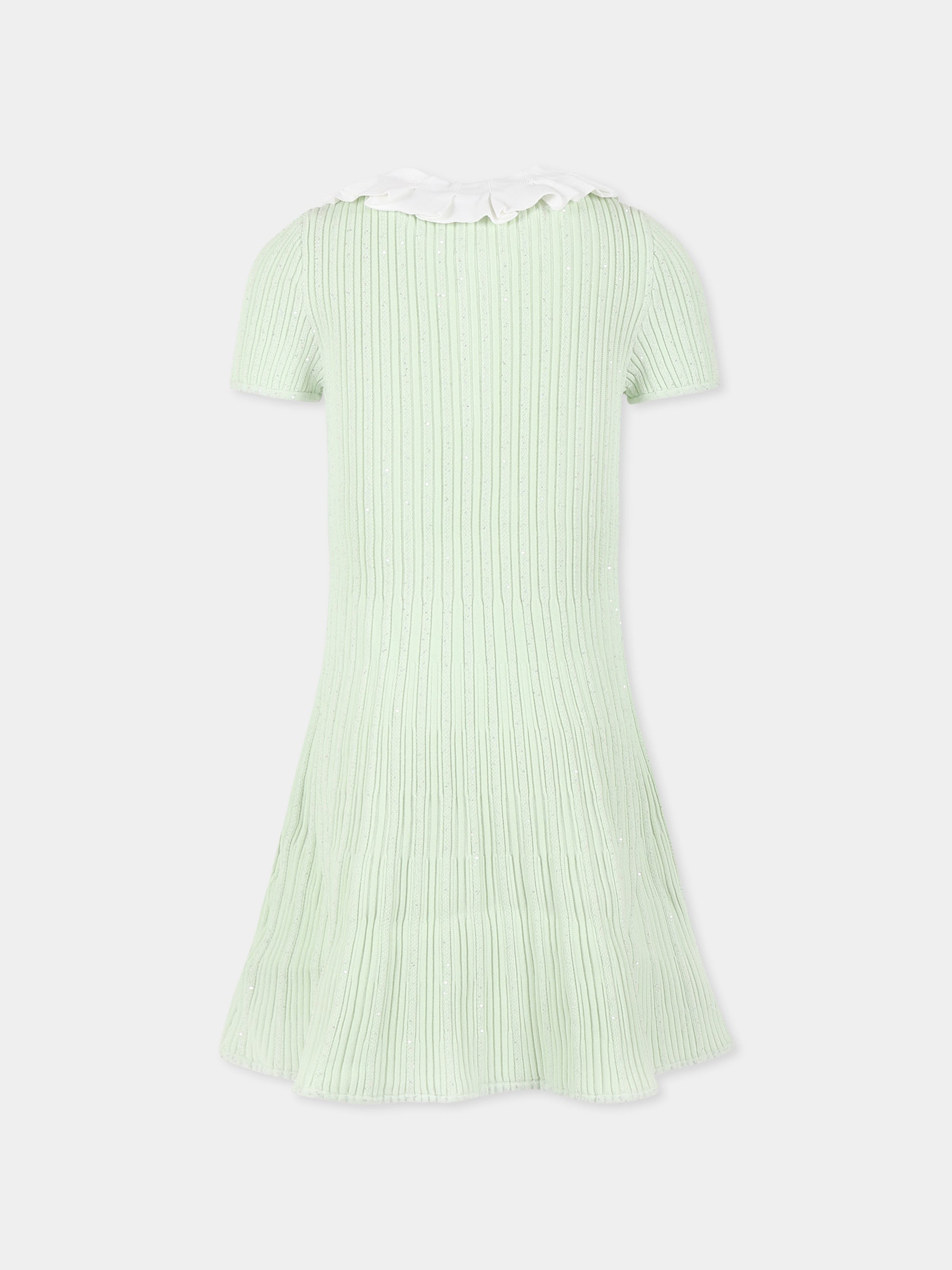 Vestito verde per bambina con fiocco,Self-portrait,SS25-702S-G