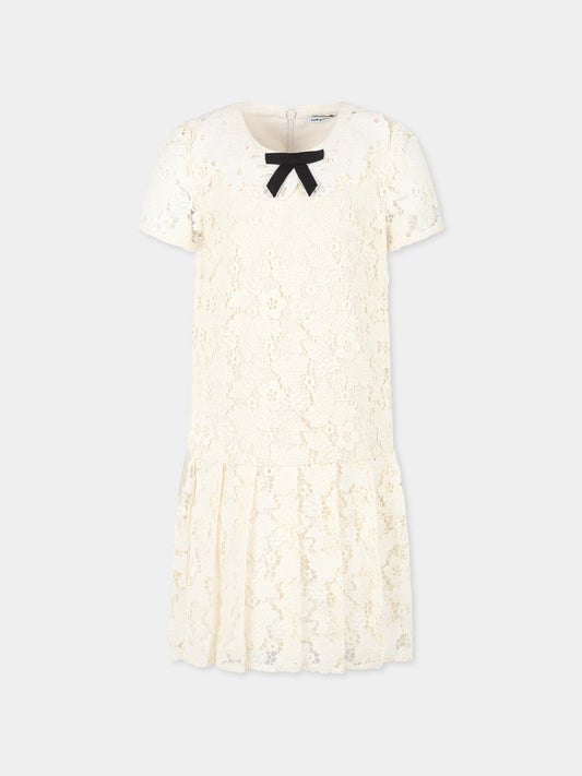 Vesito avorio per bambina con fiocco,Self-portrait,SS25-709S-C