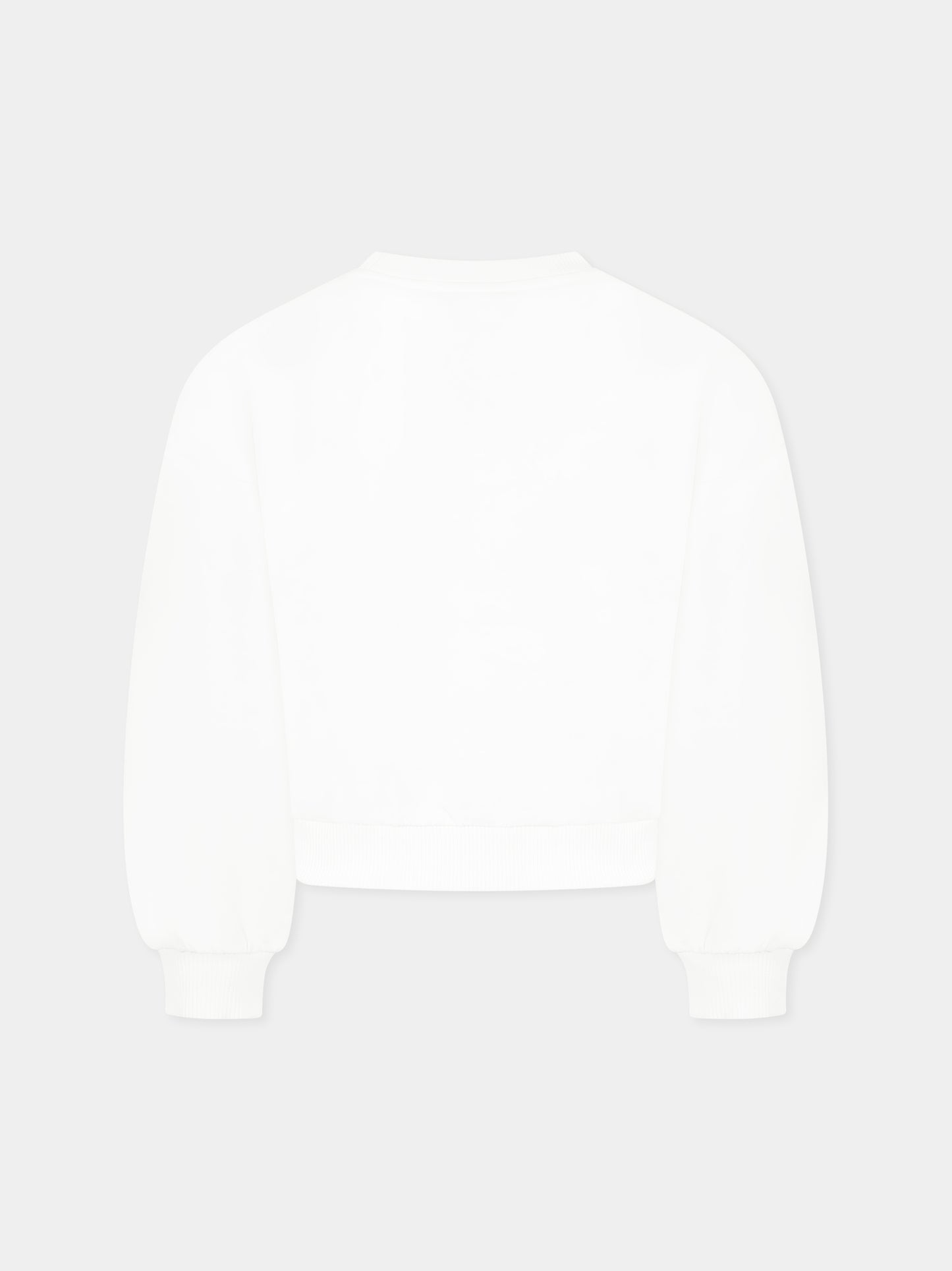 Felpa crop bianca per bambina con stampa bicicletta,Moschino Kids,HDF06C LDA13 10101