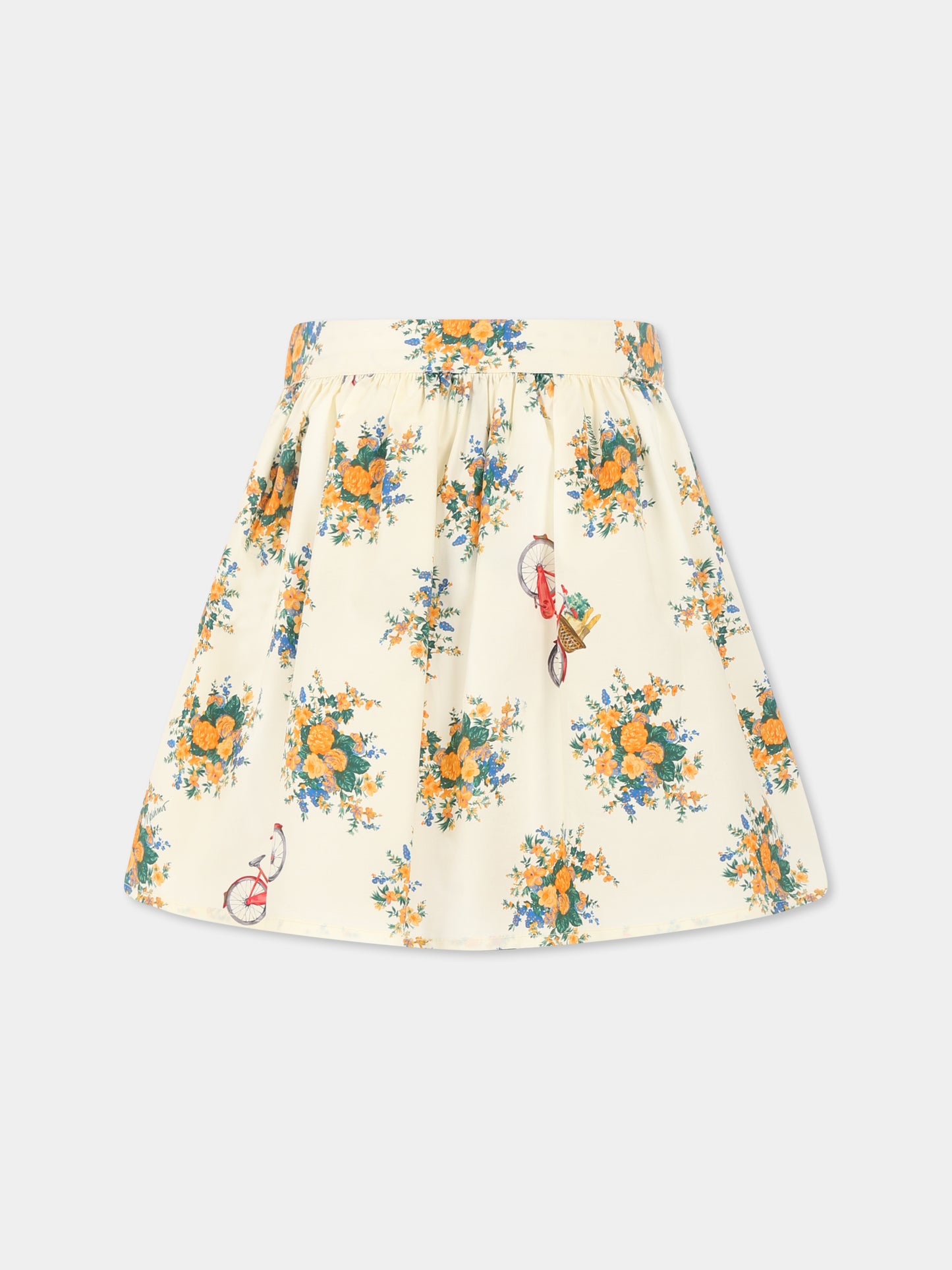 Gonna gialla per bambina con stampa floreale,Moschino Kids,HDJ03T LLB56 84435