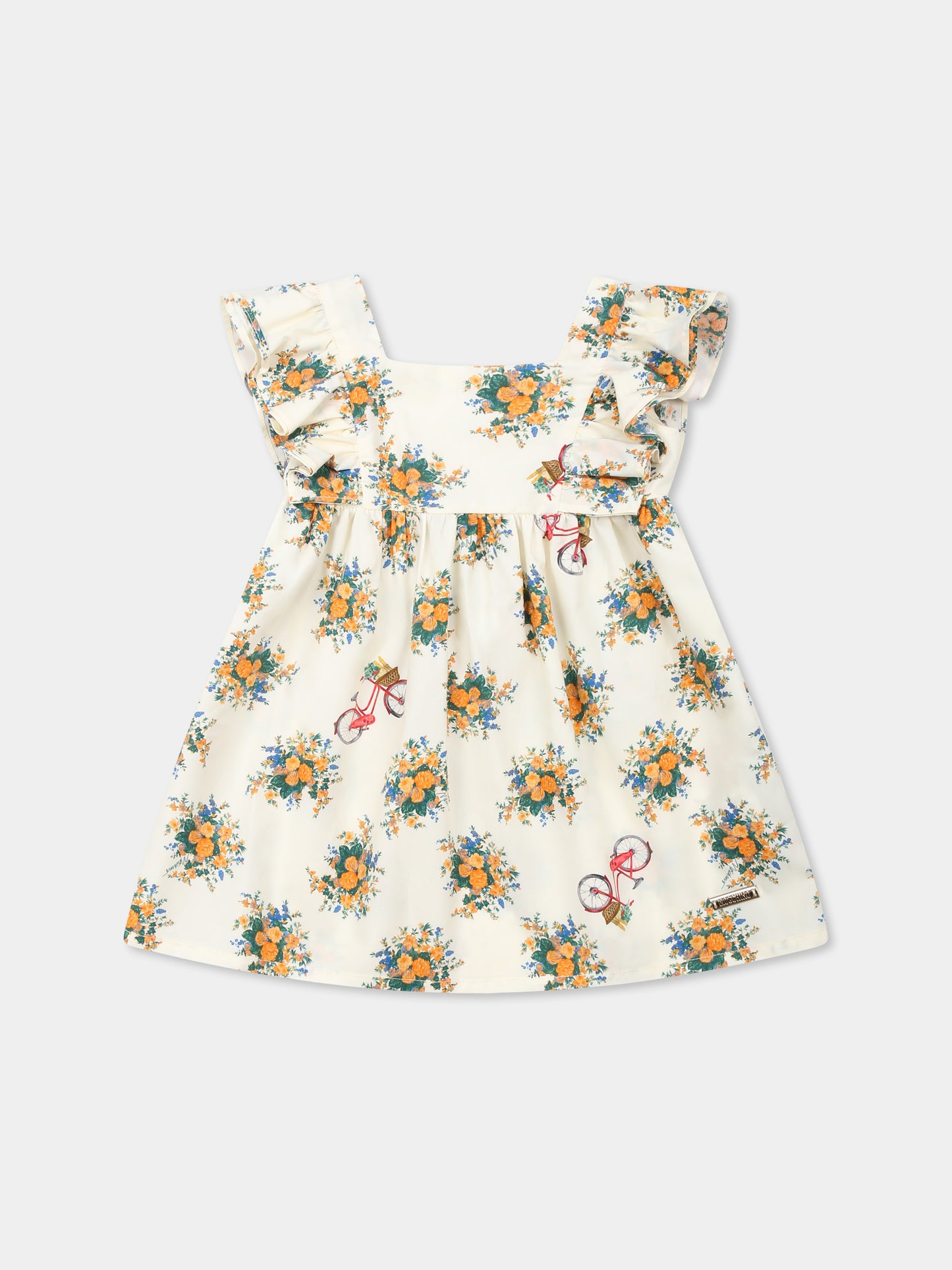 Vestito giallo per neonata con stampa floreale,Moschino Kids,MDV0CL LLB55 84435
