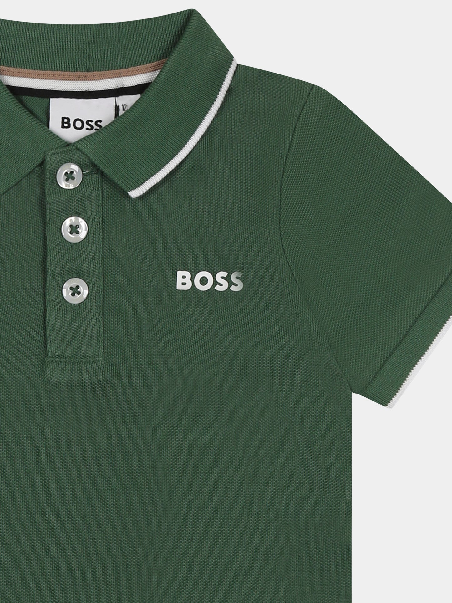 Polo verde per neonato con logo,Boss,J50593 651