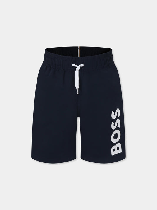 Boxer mare blu per bambino con logo,Boss,J50662 849