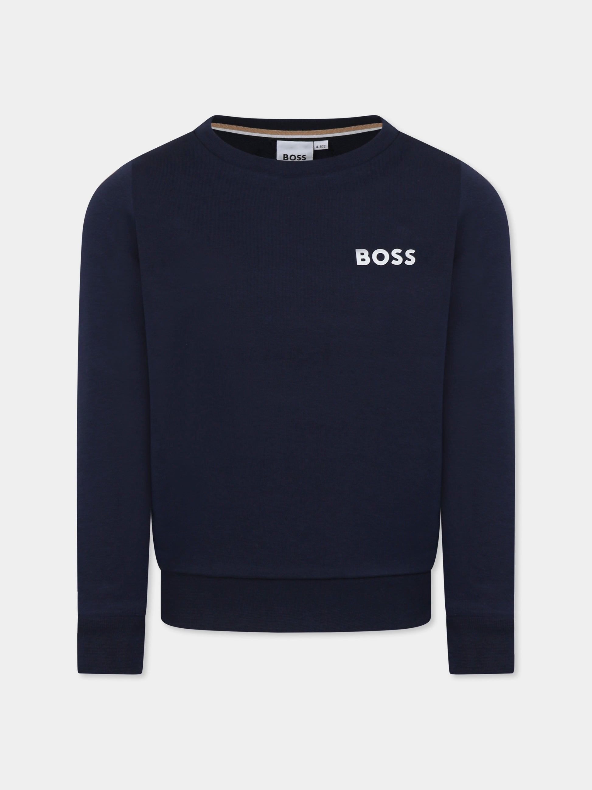 Felpa blu per bambino con logo,Boss,J50713 849