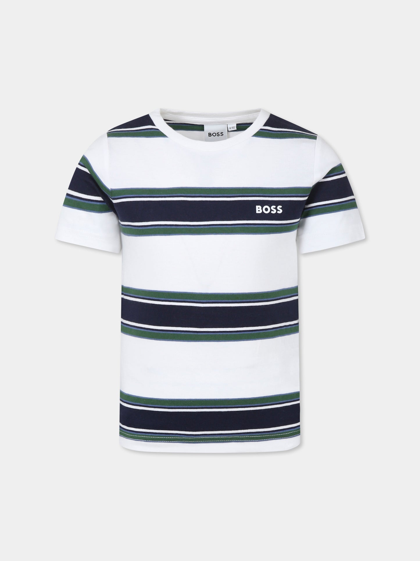 T-shirt bianca per bambino con logo,Boss,J50721 N56