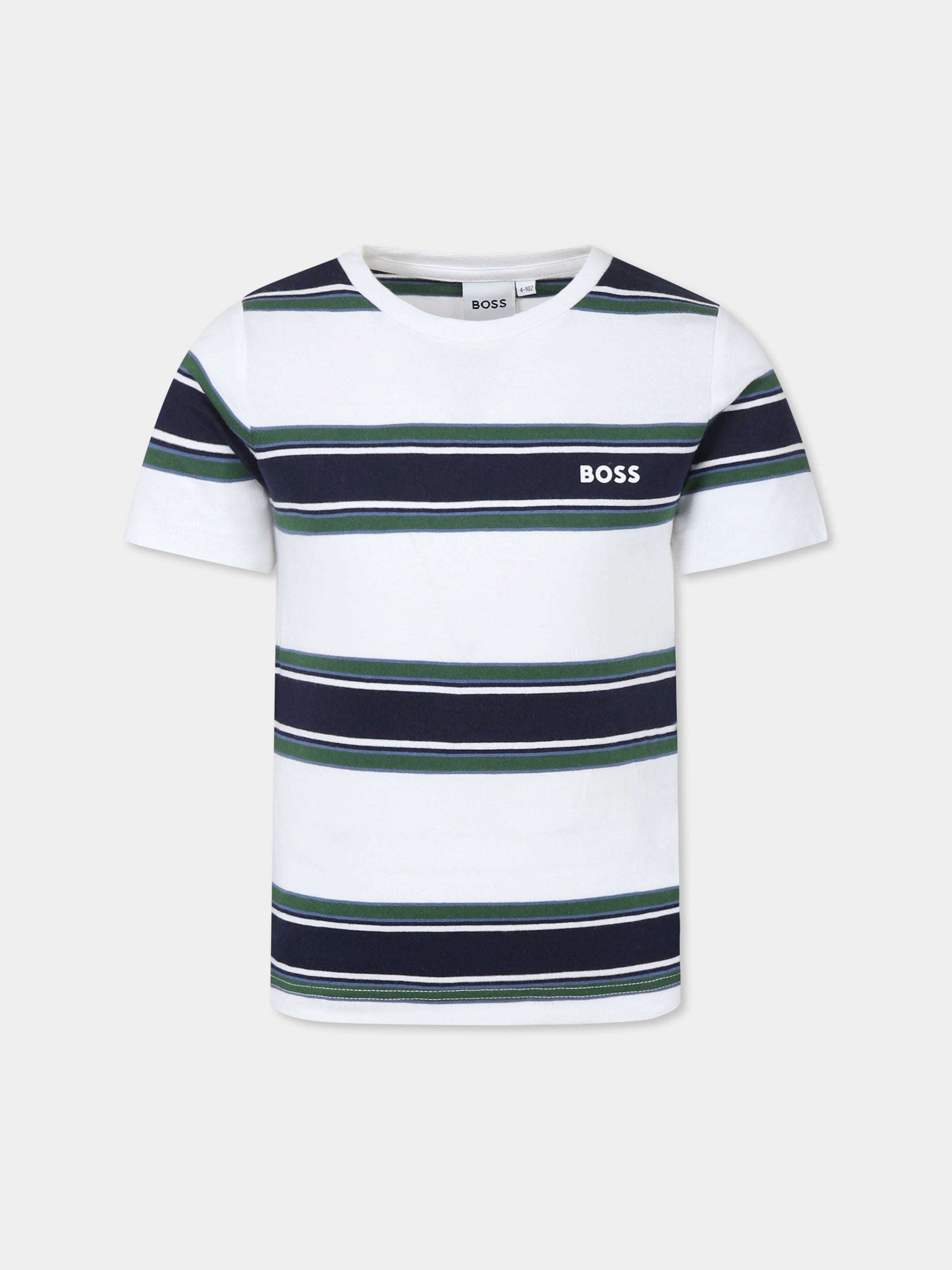 T-shirt bianca per bambino con logo,Boss,J50721 N56