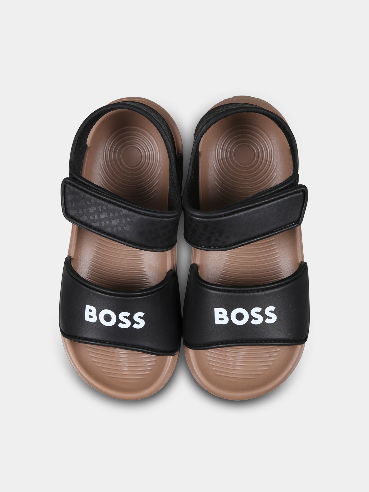 Sandali neri per neonato con logo,Boss,J50890 09B