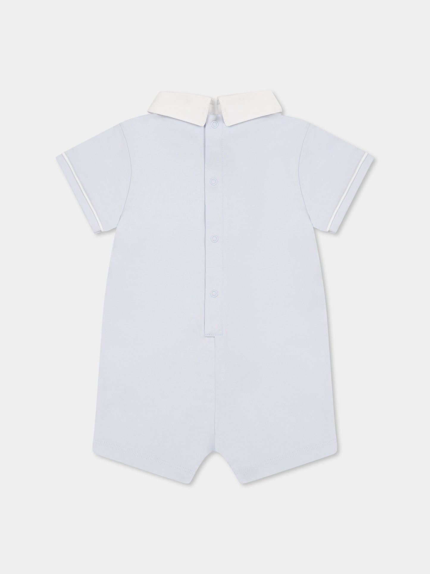 Light blue romper for baby boy with bow tie