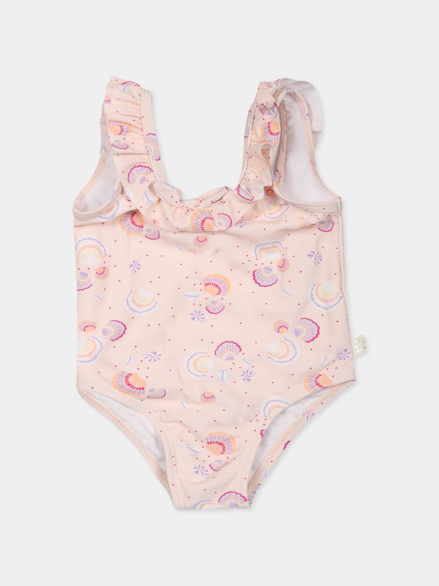 Costume intero rosa per neonata con conchiglie,Carrement Beau,Y30061 43B