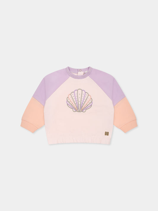 Felpa rosa per neonata con conchiglia,Carrement Beau,Y30110 Z41