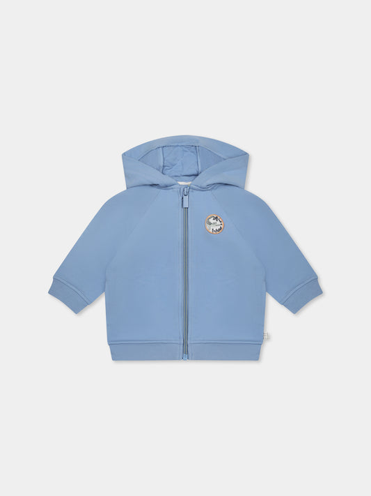 Felpa celeste per neonato con patch,Carrement Beau,Y30129 822