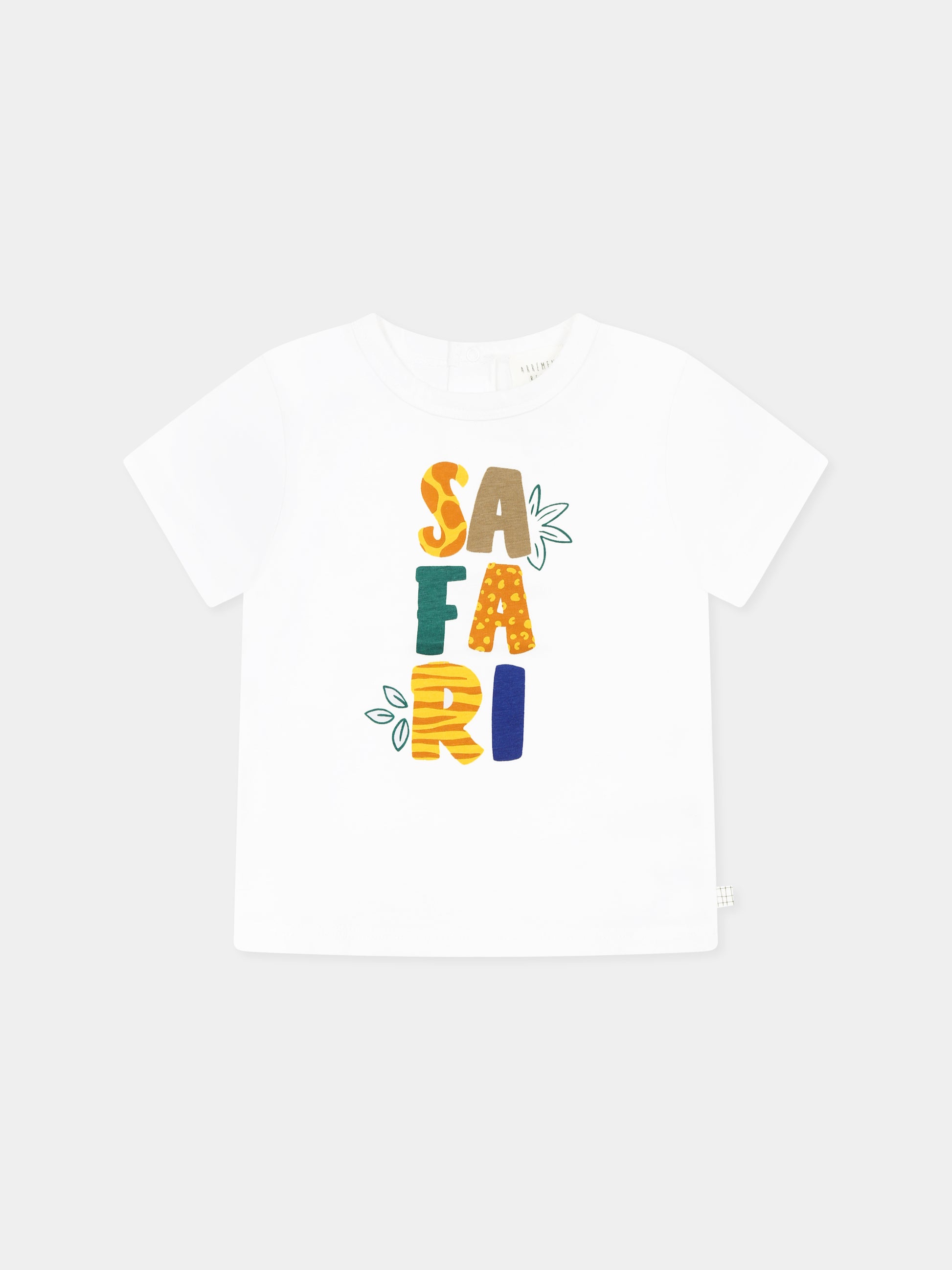 T-shirt bianca per neonato con scritta,Carrement Beau,Y30155 10P