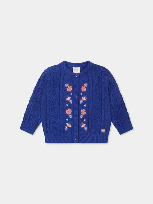 Cardigan blu per neonata con fiori,Carrement Beau,Y30163 829