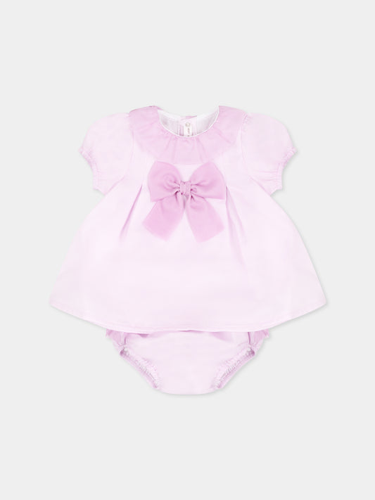 Lilac suit for baby girl with bow