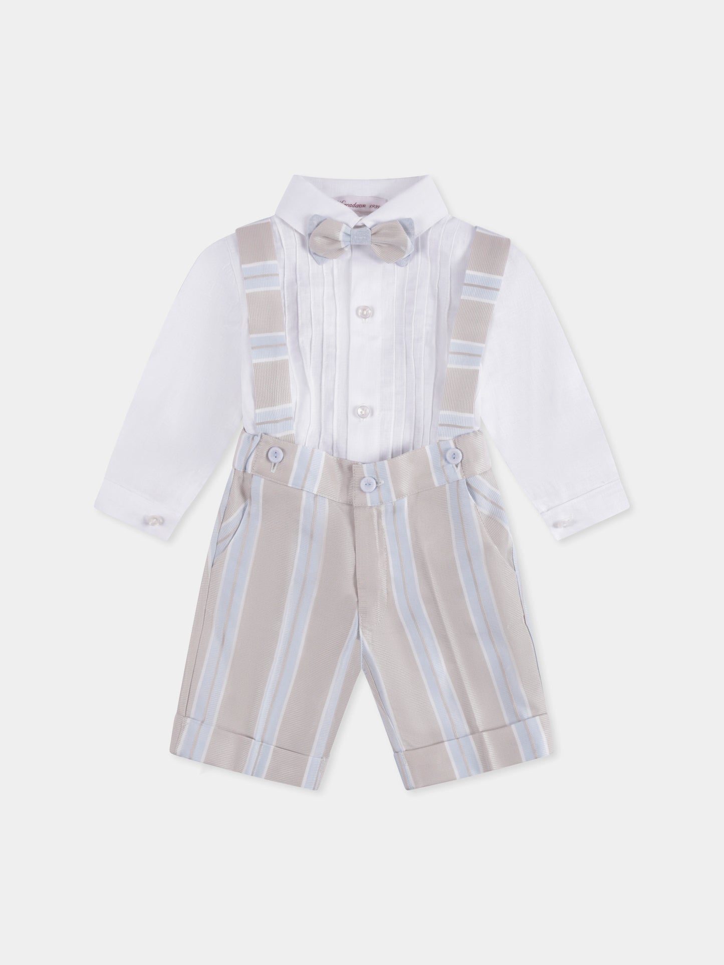 Completo beige per neonato con papillon,Mercadante 1939,M011 UNICO