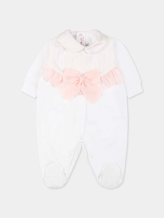 White babygrow for baby girl with bow