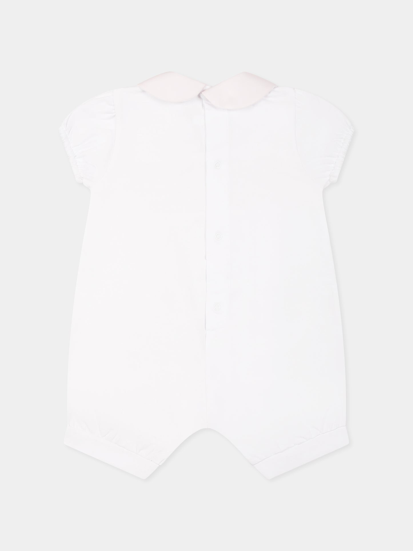 White romper for baby girl with embroidery