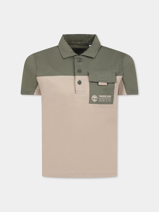 Polo beige per bambino con logo,Timberland,T60062 525