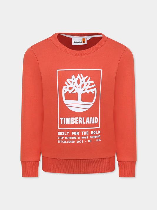 Felpa rossa per bambino con logo,Timberland,T60075 96G