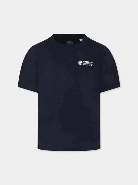 T-shirt blu per bambino con logo,Timberland,T60091 83D