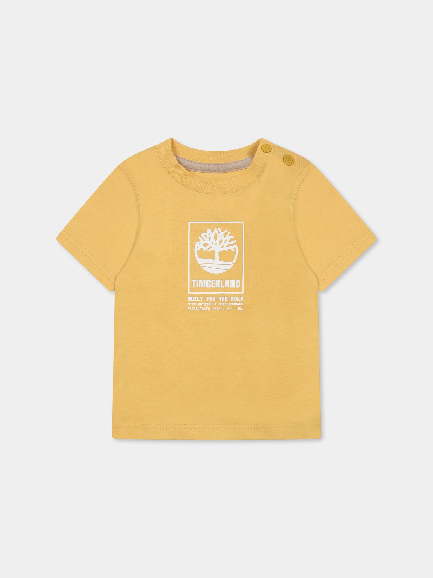 T-shirt gialla per neonato con logo,Timberland,T60100 58C