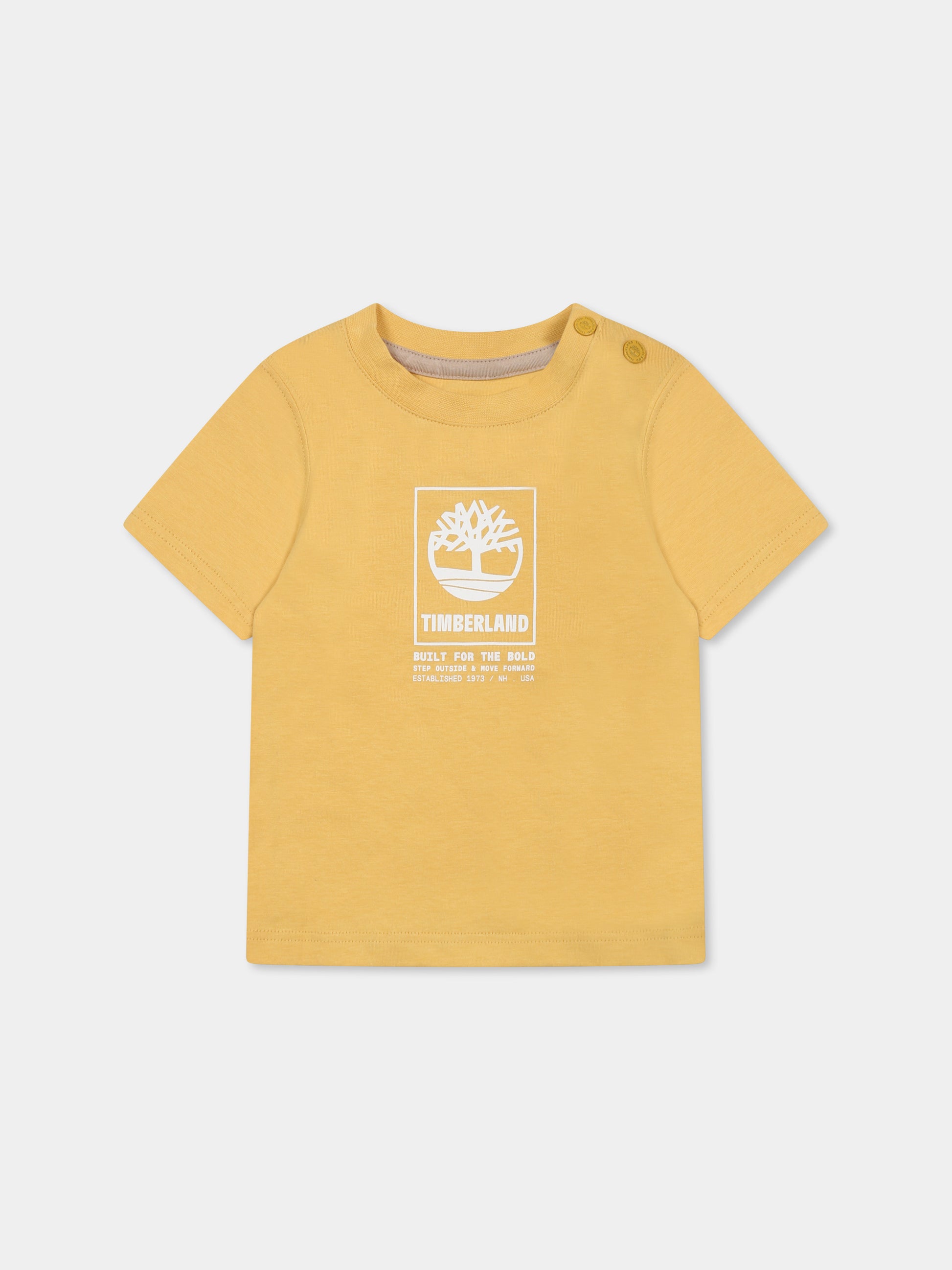T-shirt gialla per neonato con logo,Timberland,T60100 58C