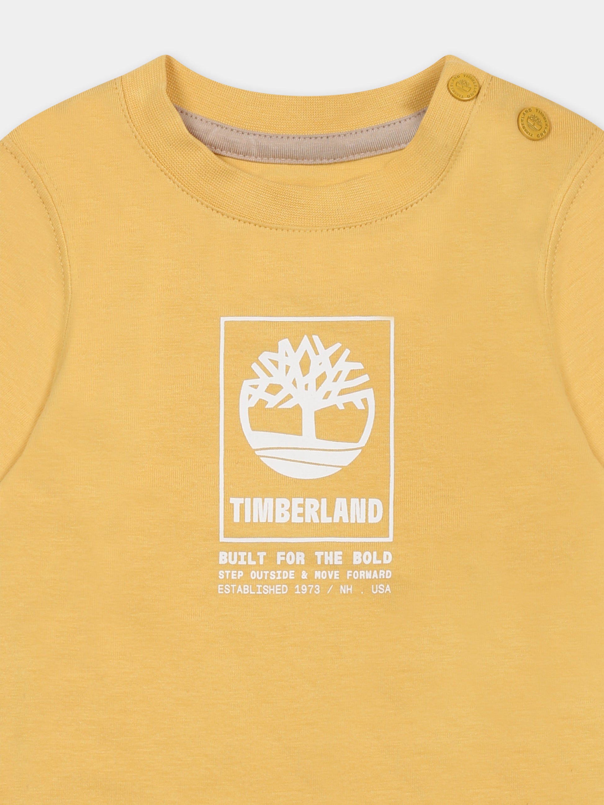 T-shirt gialla per neonato con logo,Timberland,T60100 58C