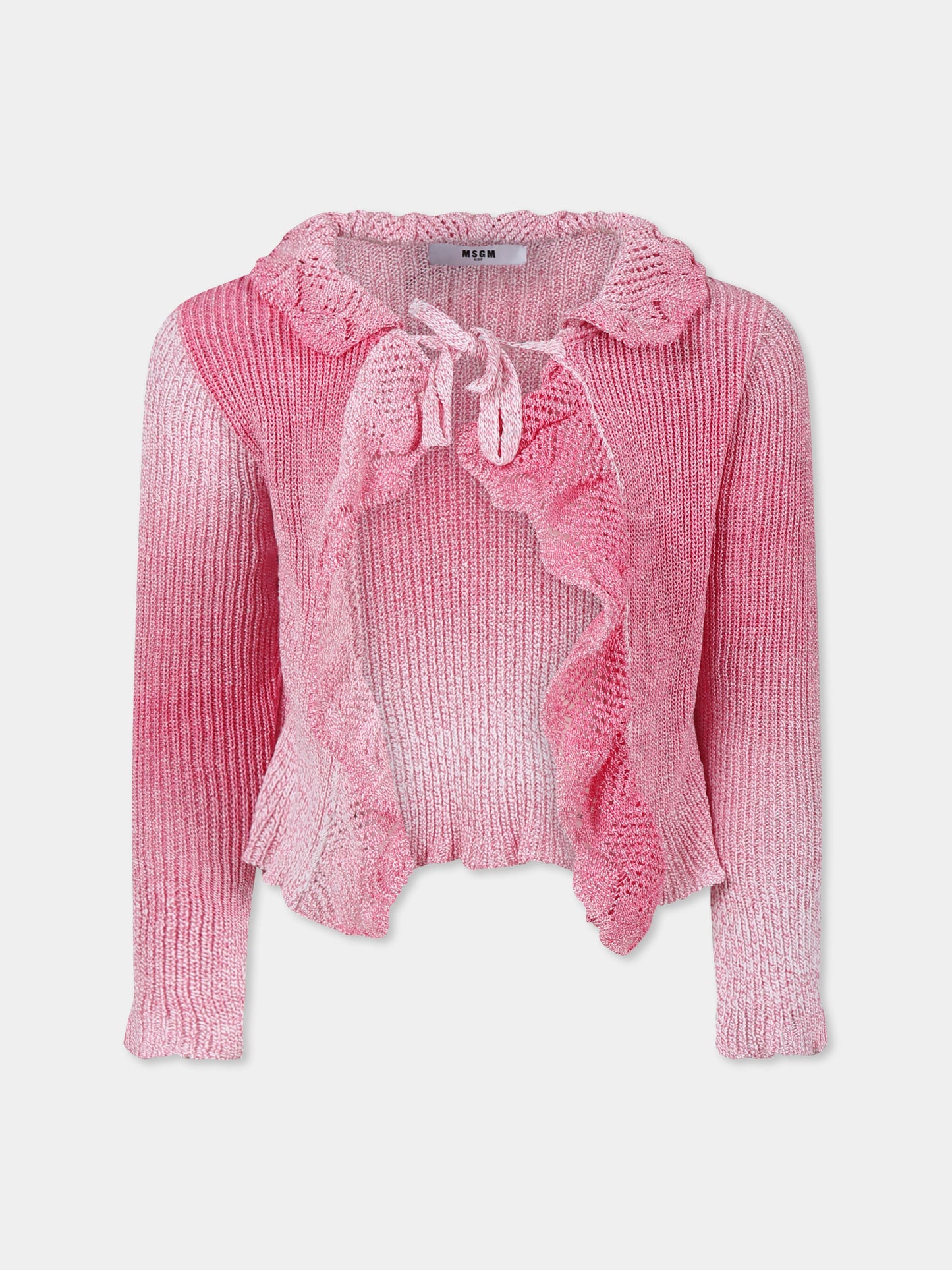 Cardigan rosa per bambina con logo,Msgm Kids,S5MSJGCA146 MS003