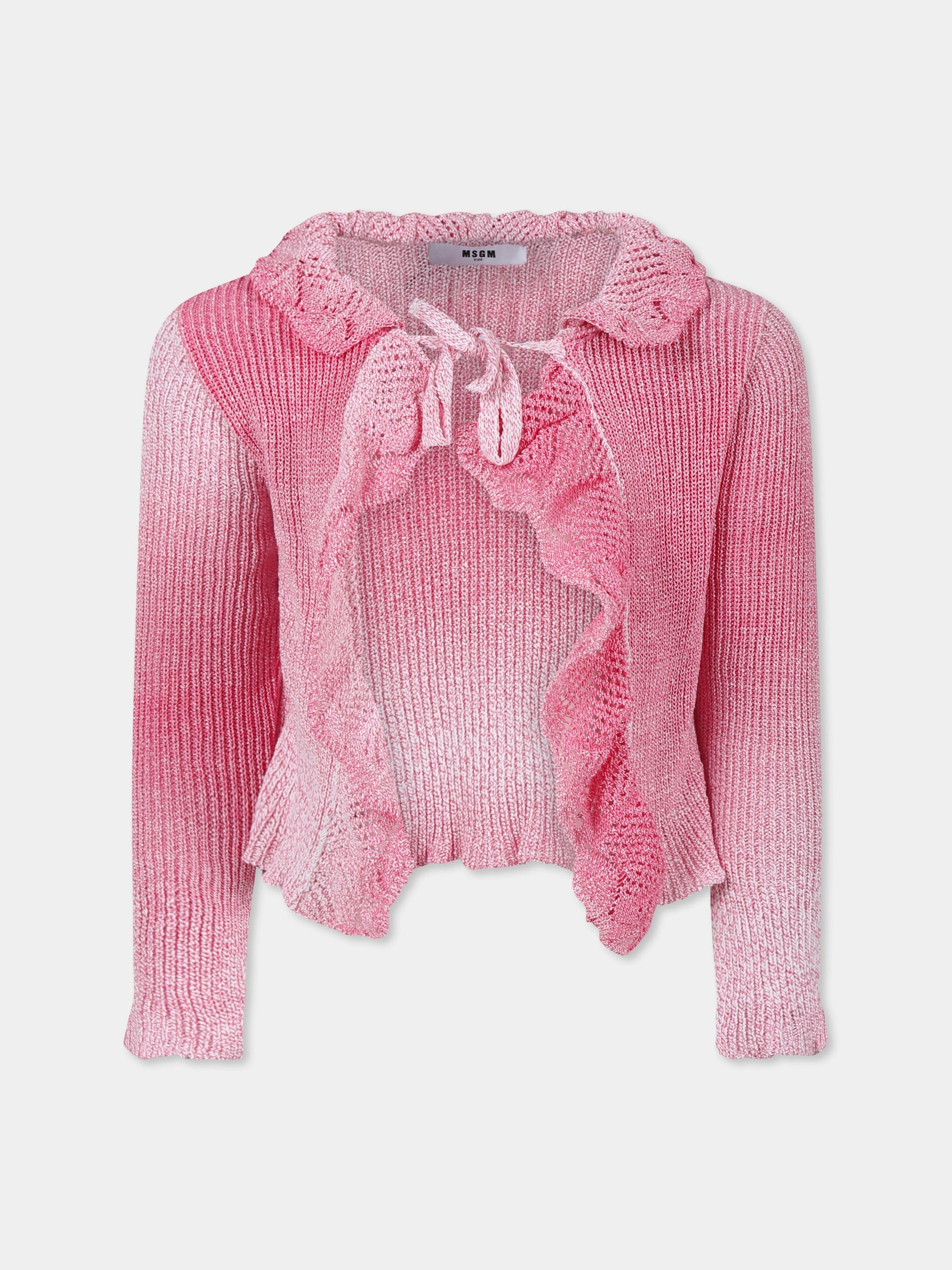 Cardigan rosa per bambina con logo,Msgm Kids,S5MSJGCA146 MS003