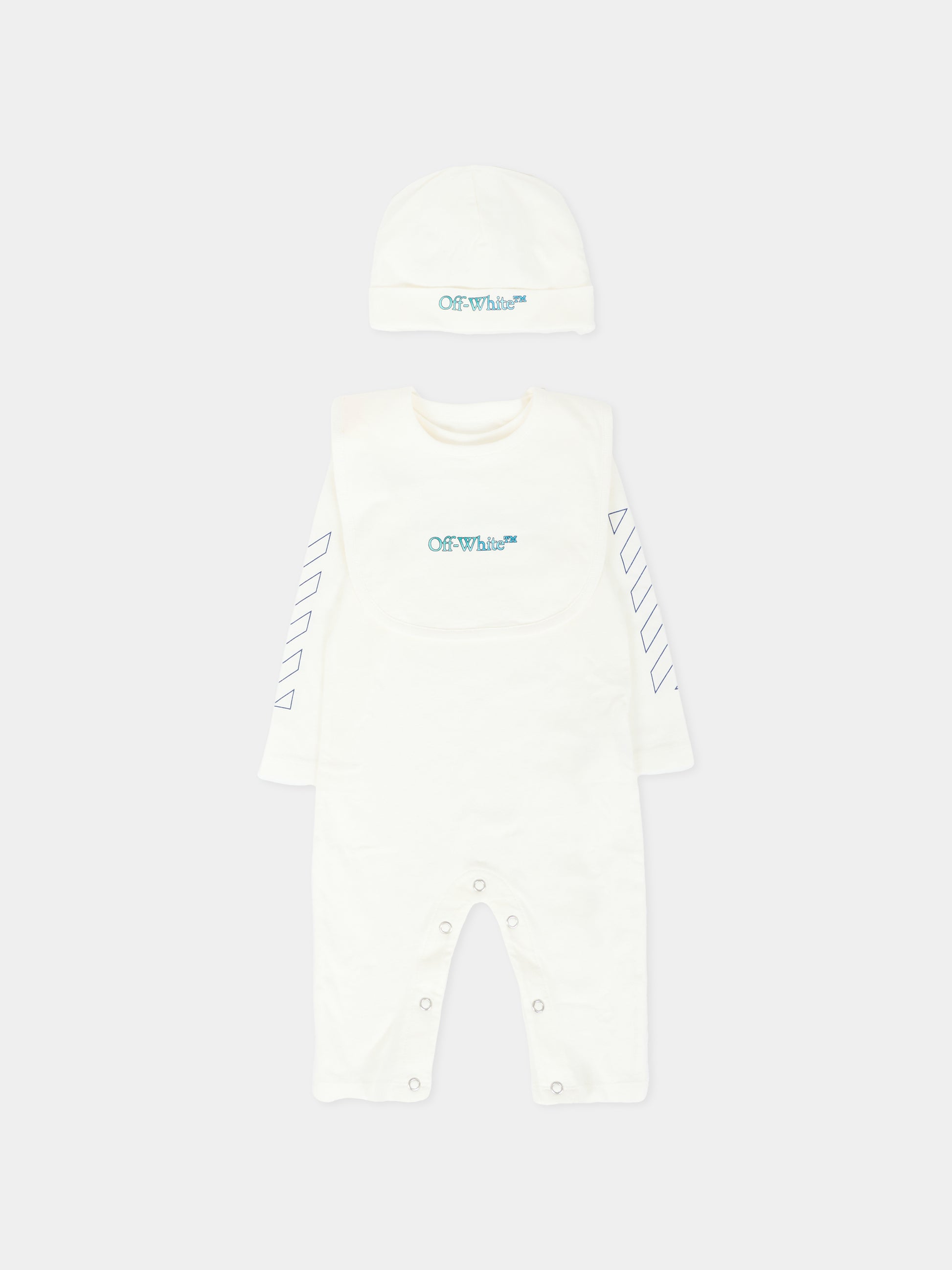 Set tutine avorio per neonato con logo,Off White,OB2X001F25JER0010184