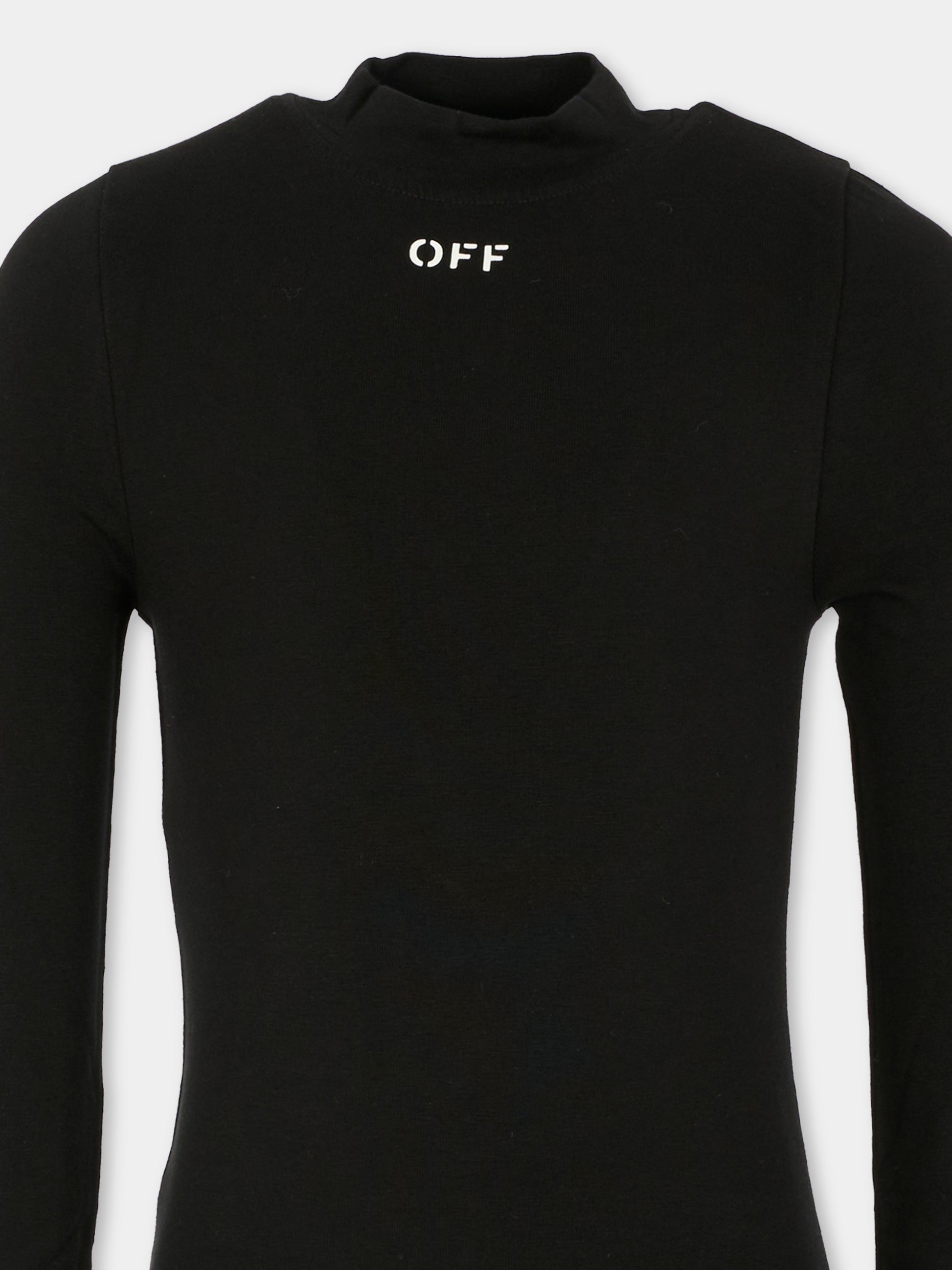 Vestito nero per bambina con logo,Off White,OGDH003F25JER0011001