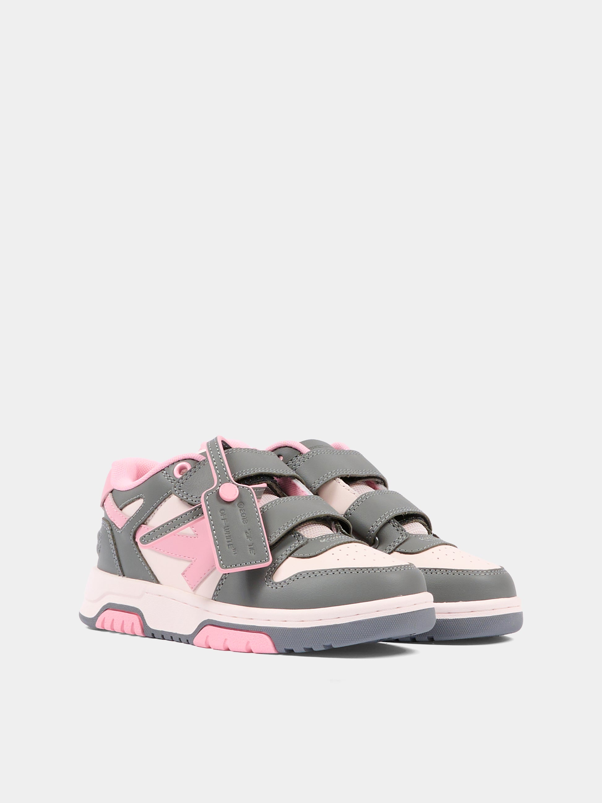 Sneakers  Out of Office grigie per bambina con freccia,Off White,OGIA005F25LEA0013083