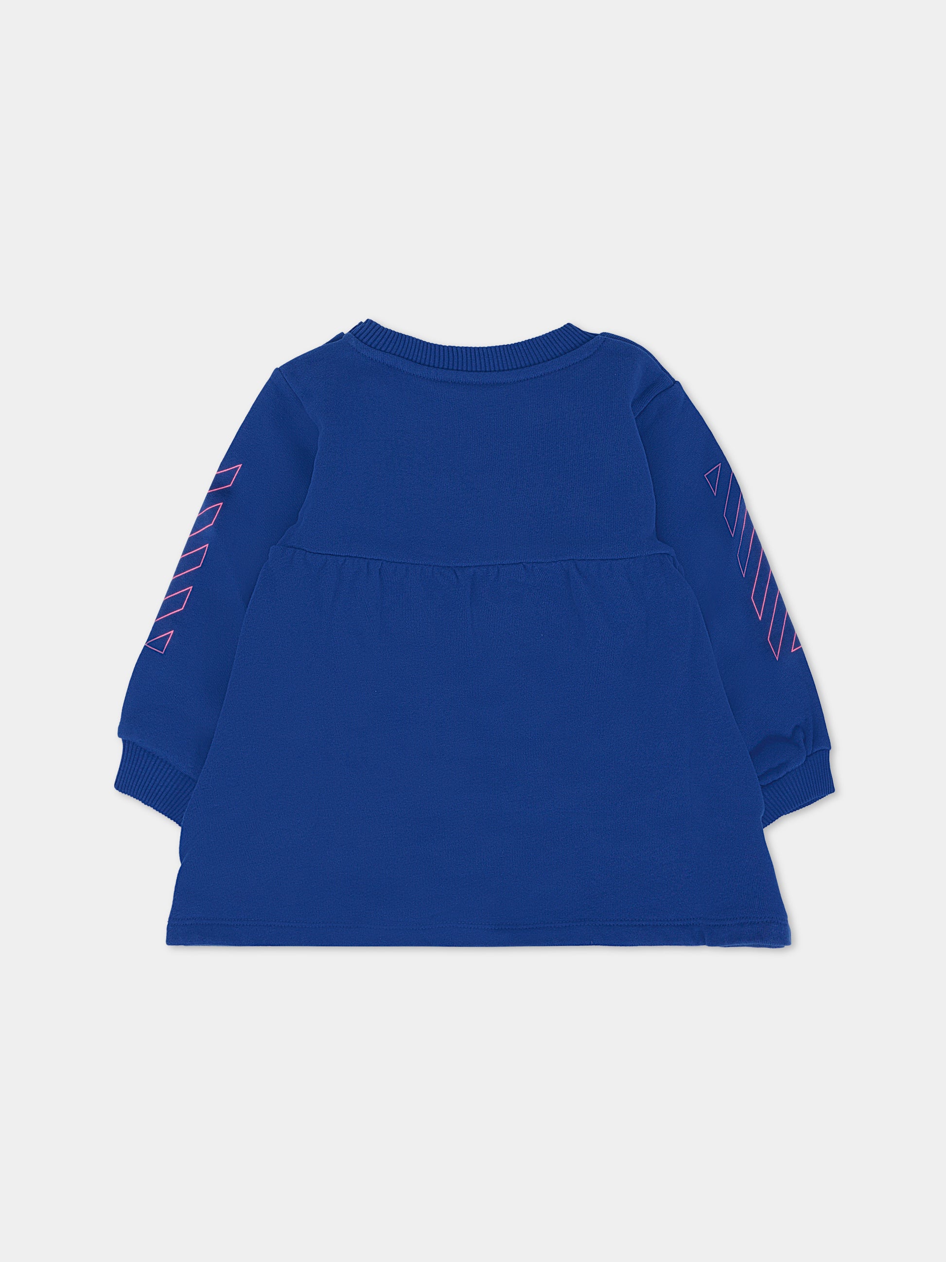 Vestito blu per neonata con logo,Off White,OGX7012F25FLE0014584