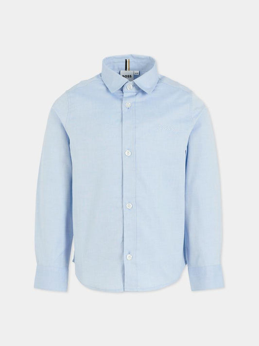 Camicia azzurra per bambino con logo azzurro,Boss,J52675 77D