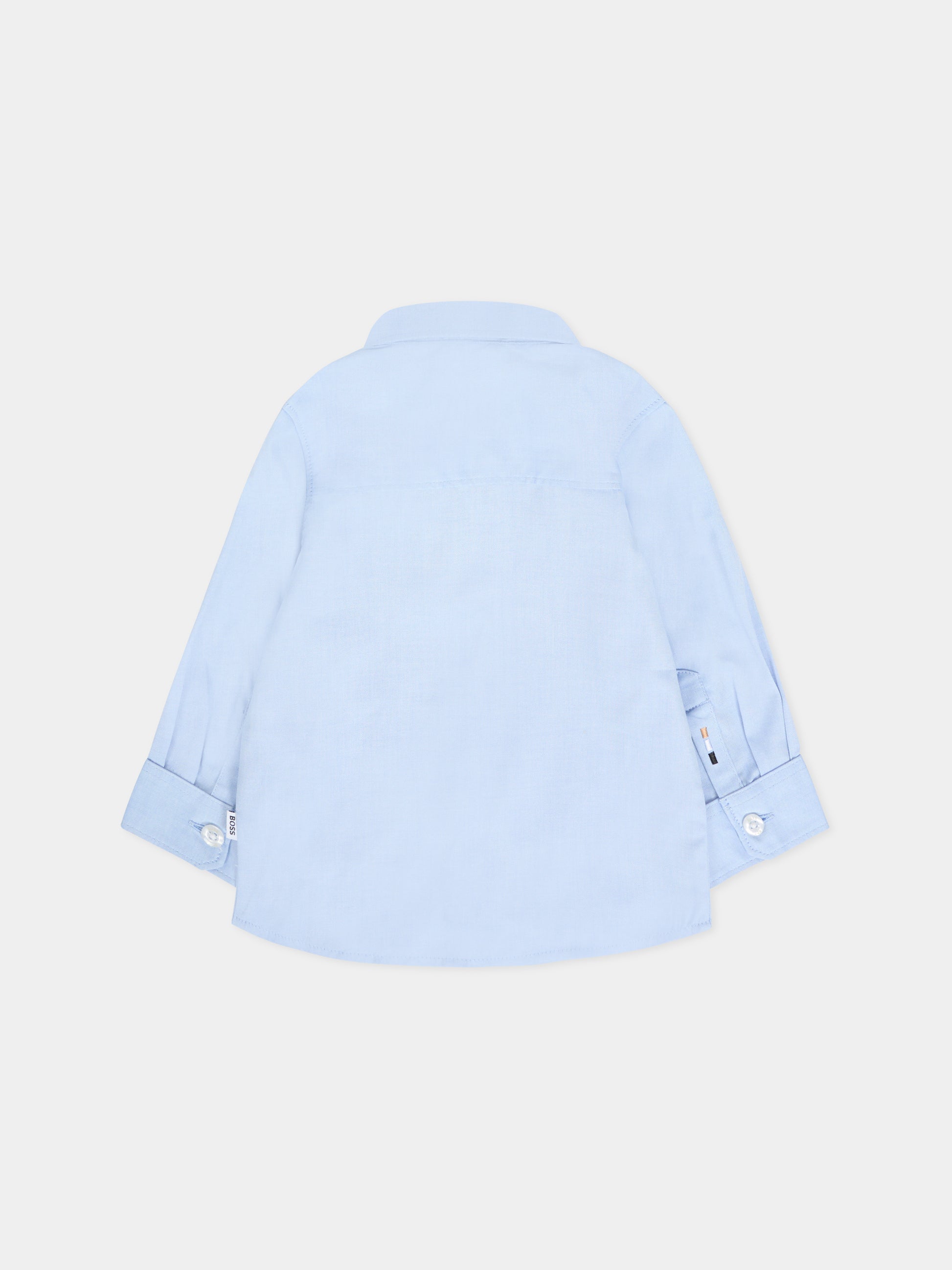 Camicia azzurra per neonato con logo bianco,Boss,J52681 77D