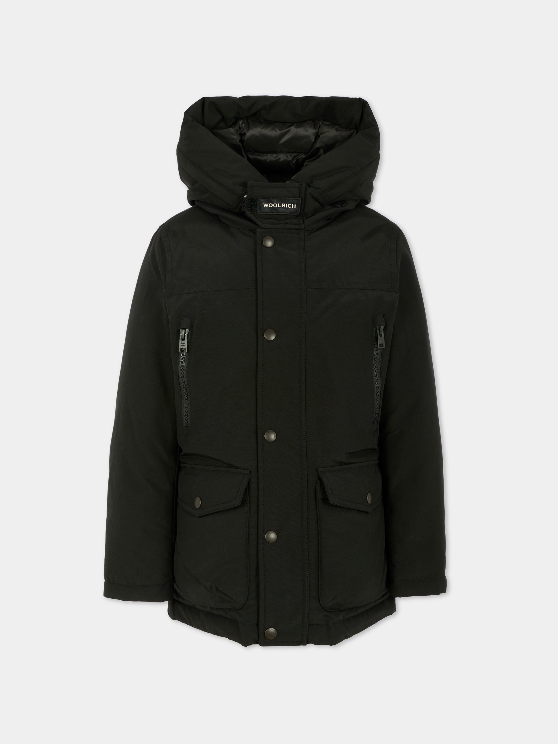 Parka New Ramar Arctic nero per bambino con logo,Woolrich Kids,CFWKOU0464MRUT0641 - UT0641 - BLK