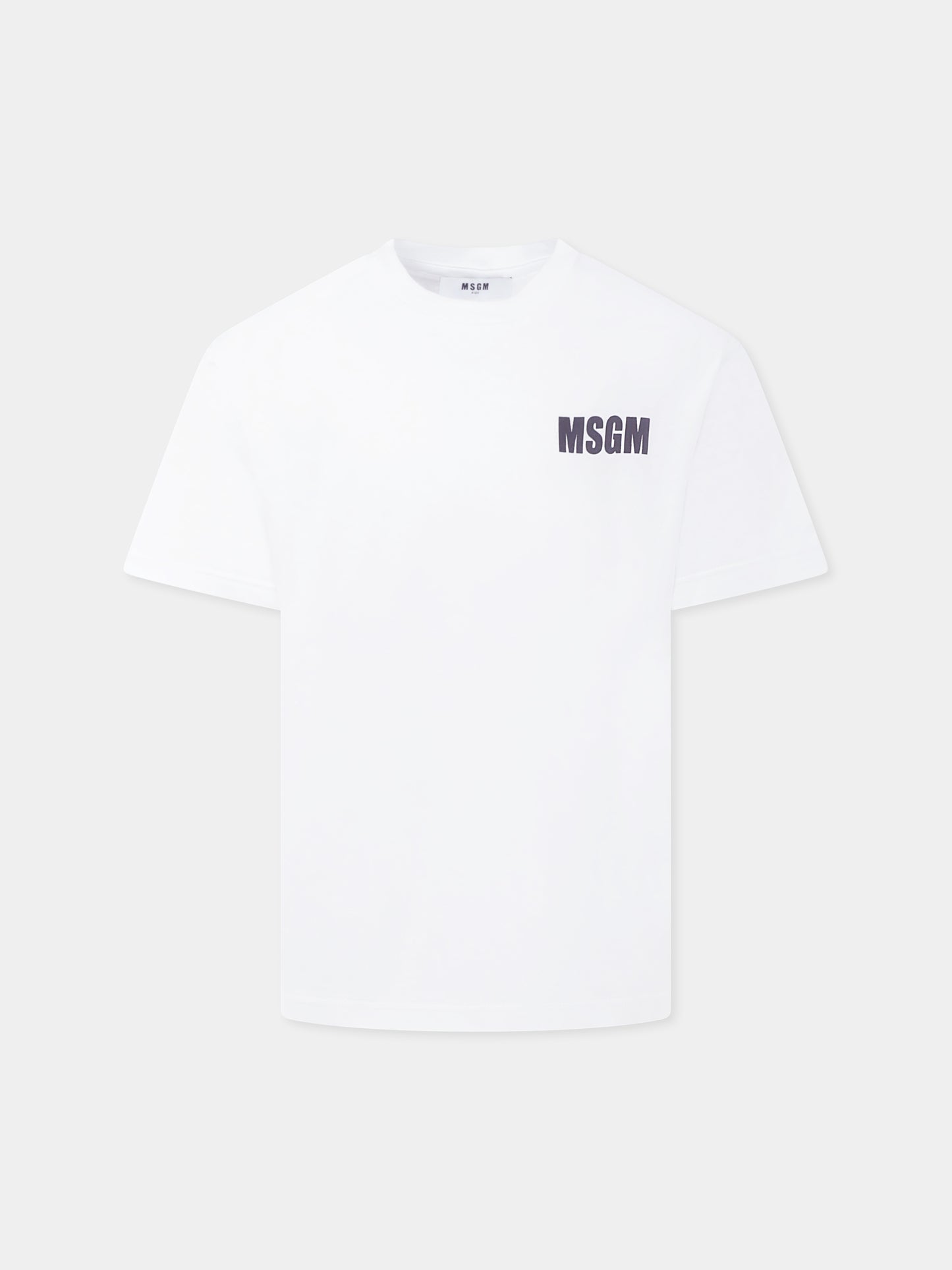 T-shirt bianca per bambini con logo,Msgm Kids,S5MSJUTH066 001