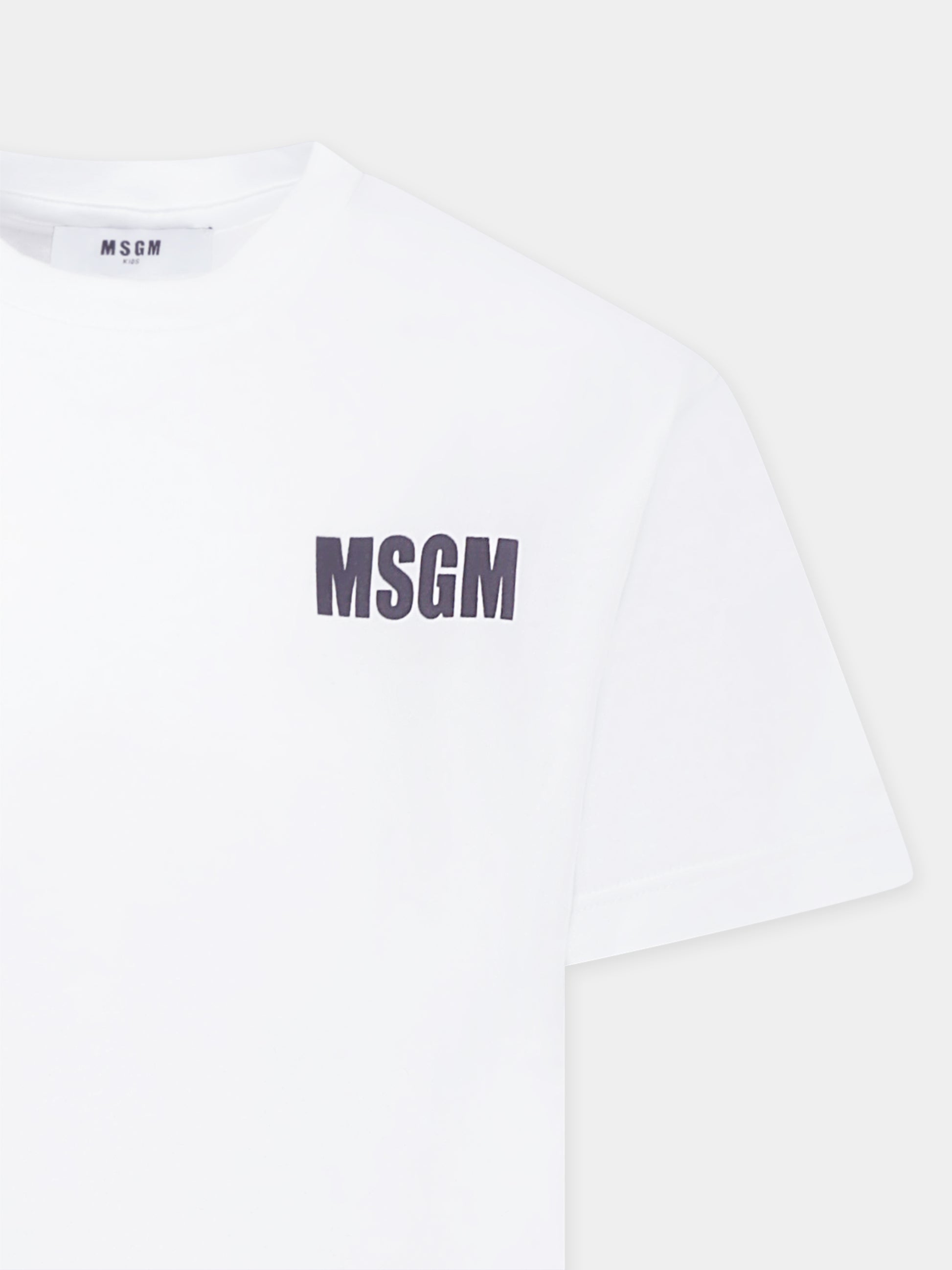 T-shirt bianca per bambini con logo,Msgm Kids,S5MSJUTH066 001