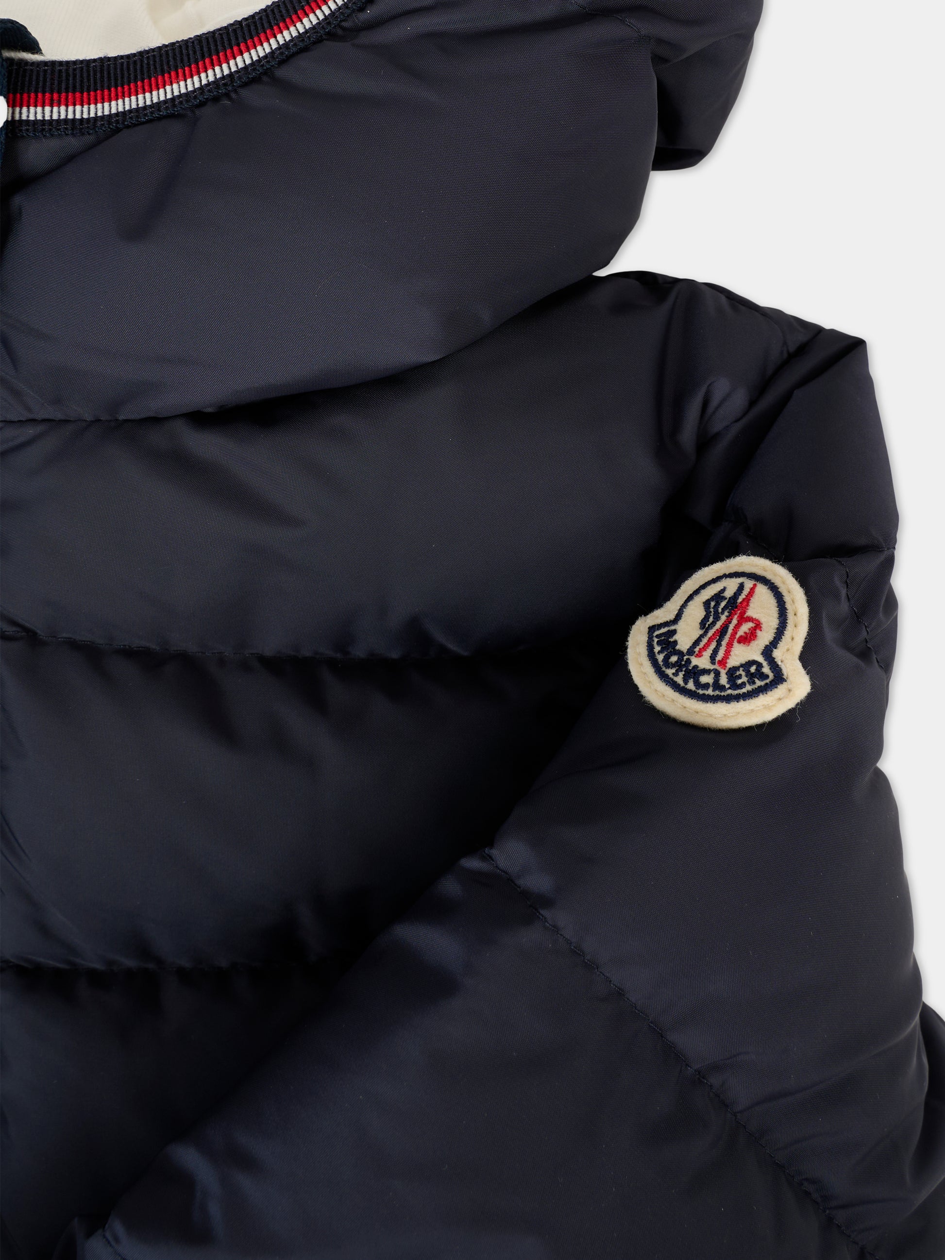 Piumino Saito blu per neonato con logo,Moncler Kids,K2951 1C00002 53A5E 742