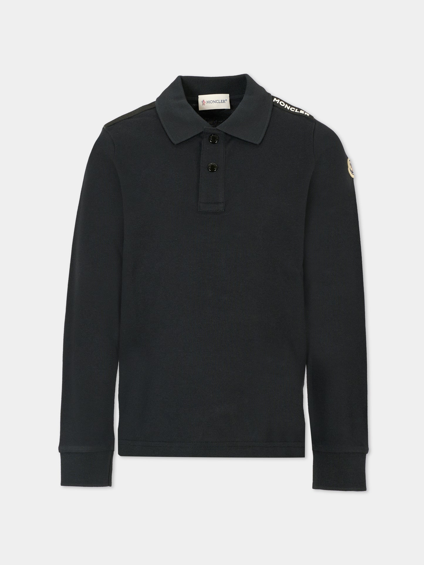 Polo nera per bambino con logo,Moncler Kids,K2954 8B00002 89ALK 999