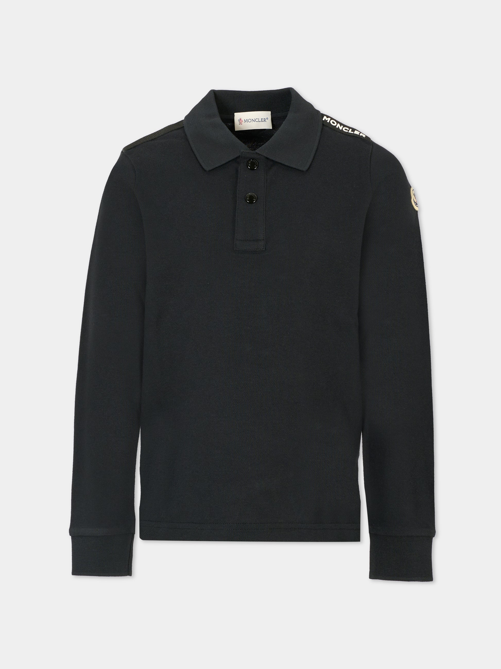 Polo nera per bambino con logo,Moncler Kids,K2954 8B00002 89ALK 999