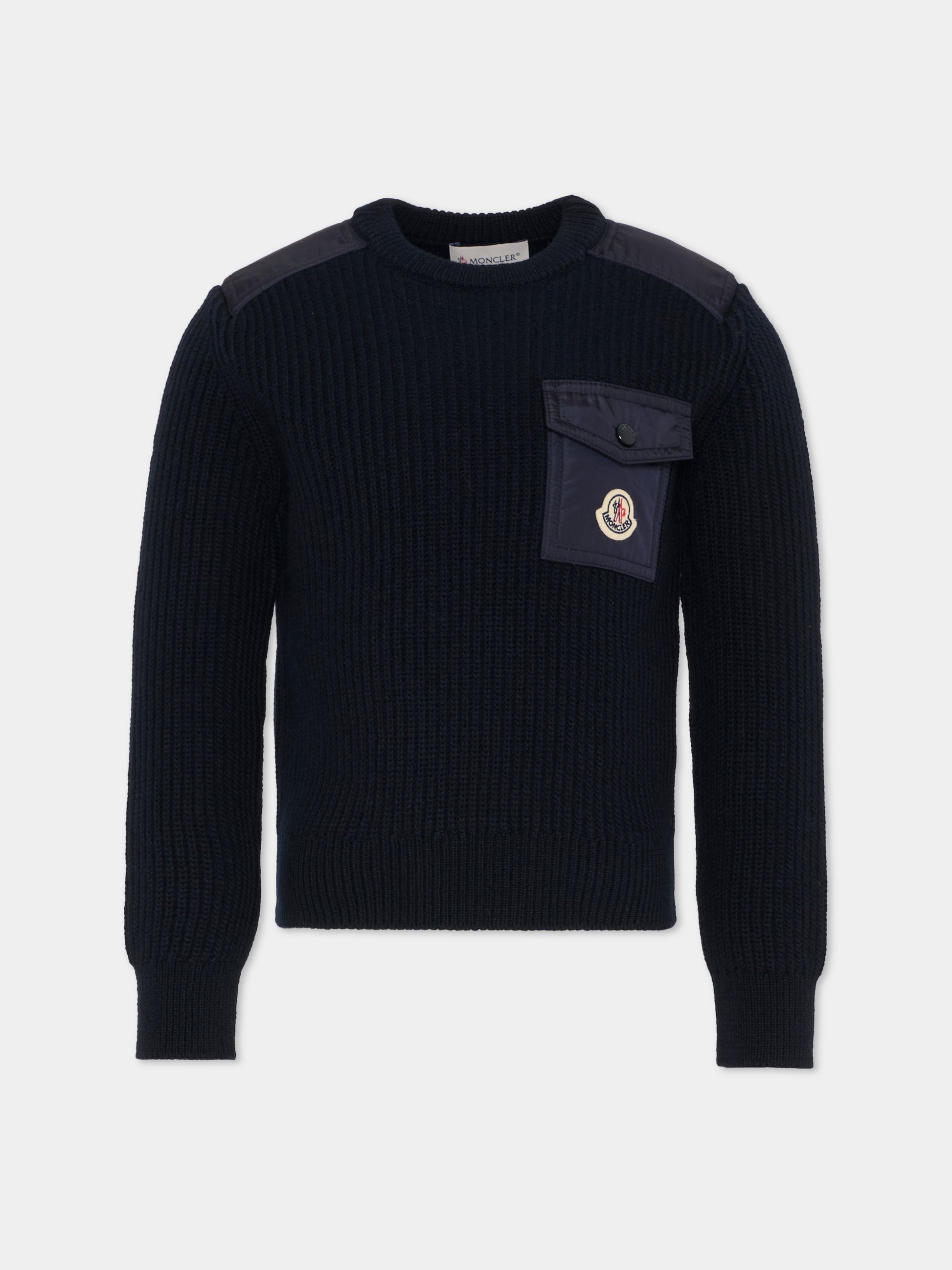 Maglione blu per bambino con logo,Moncler Kids,K2954 9C00010 M1241 742