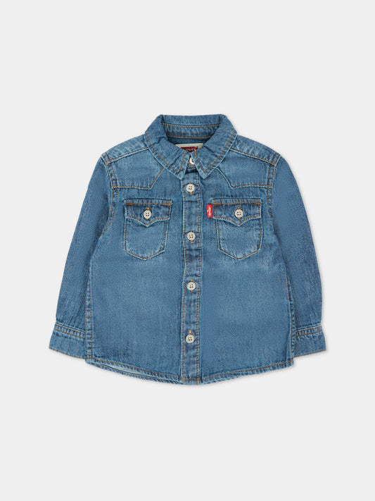 Camicia denim per neonato con logo,Levi's Kids,6EM335 MDK